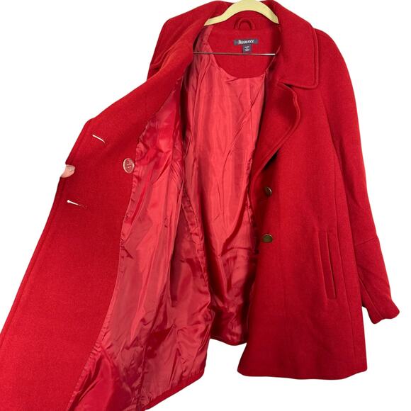 New Roaman's Red Classic Wool Blend Flare Out Pea Coat Sz 2X 26/28 Formal Preppy - Picture 8 of 11